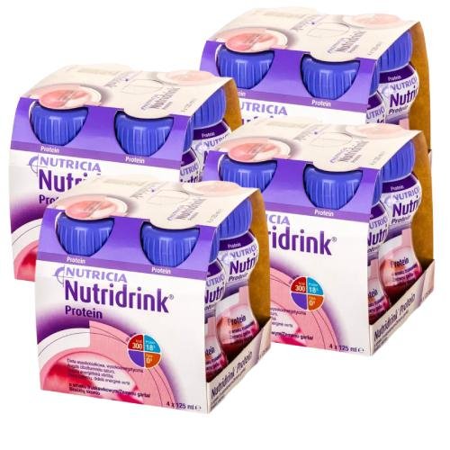Nutridrink Protein, 4x Zestaw, smak truskawka, 4x125 ml Nutricia