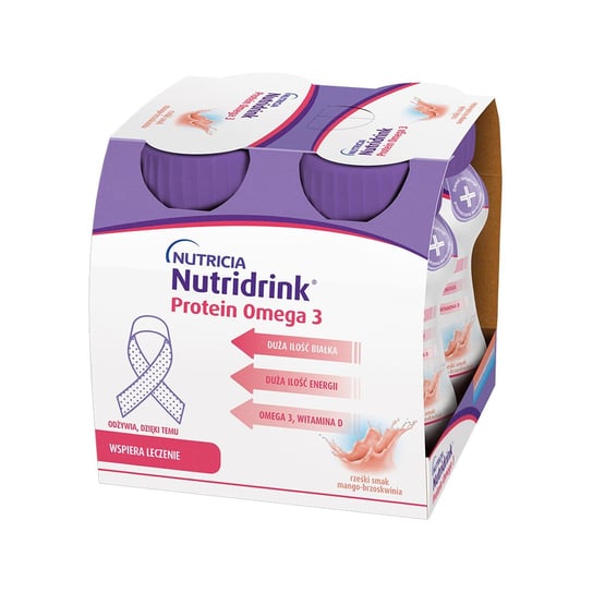 Nutridrink, Protein Omega 3, Mango Brzoskwinia, 4x125 Nutricia