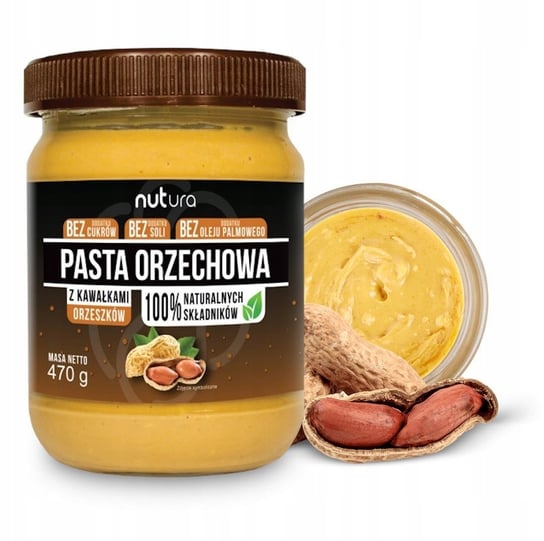 Nutura Pasta Orzechowa z Kawałkami Orzechów 470g Nutura