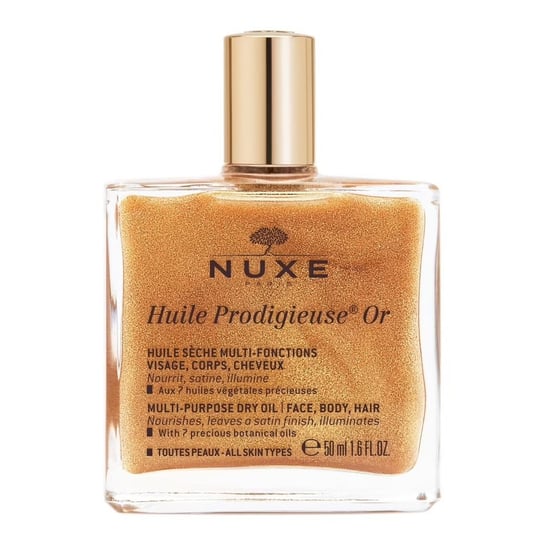 Nuxe, Huile Prodigieuse, suchy olejek ze złotymi drobinkami do twarzy, ciała i włosów, 50 ml Nuxe
