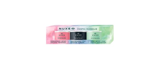 Nuxe Insta-Masque,  detoksykująca maska rozświetlająca, 15 ml + oczyszczająca maska wygładzająca, 15 ml + złuszczająca maska ujednolicająca skórę, 15 ml Nuxe