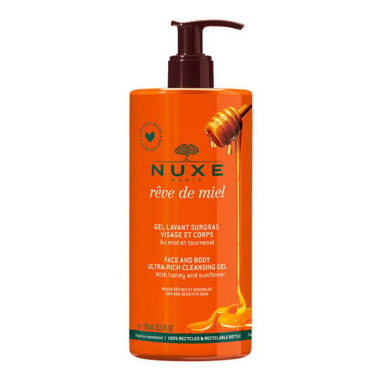 Nuxe Rêve de Miel®, ultrabogaty żel do mycia twarzy i ciała, 750 ml Nuxe