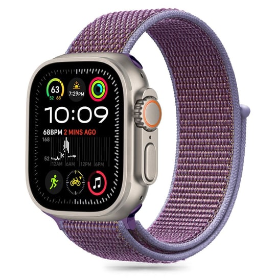 NYLON PASEK SILIKONOWY MATERIA��OWY TKANINOWY ELASTYCZNY DO APPLE WATCH 6 / 7 / 8 / 9 / 10 / SE (40 / 41 / 42 MM) LILAC TECH-PROTECT