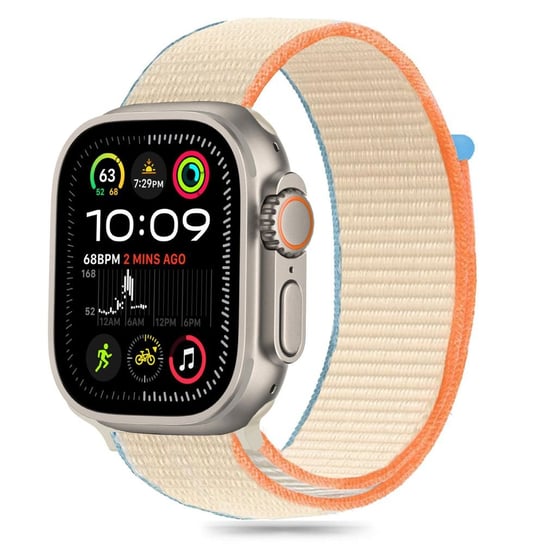 NYLON PASEK SILIKONOWY MATERIA��OWY TKANINOWY ELASTYCZNY DO APPLE WATCH 6 / 7 / 8 / 9 / 10 / SE / ULTRA 1 / 2 (44 / 45 / 46 / 49 MM) CREAM TECH-PROTECT