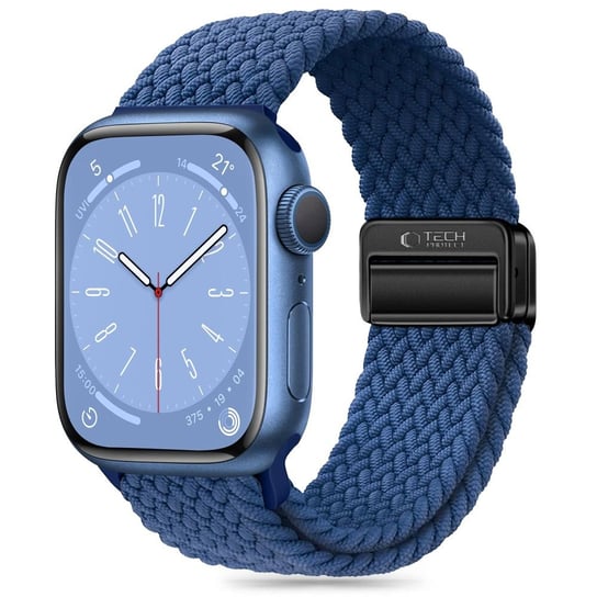 NYLONMAG PASEK NYLKONOWY ELASTYCZNY DO APPLE WATCH 4 / 5 / 6 / 7 / 8 / 9 / SE / ULTRA 1 / 2 (42 / 44 / 45 / 49 MM) MONTEGO BLUE TECH-PROTECT