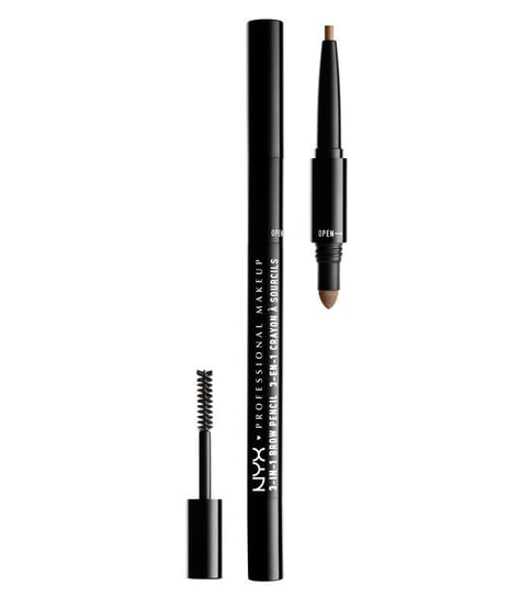 NYX, 3-in-1 Brow Pencil, zestaw do stylizacji brwi 31B02 Taupe NYX