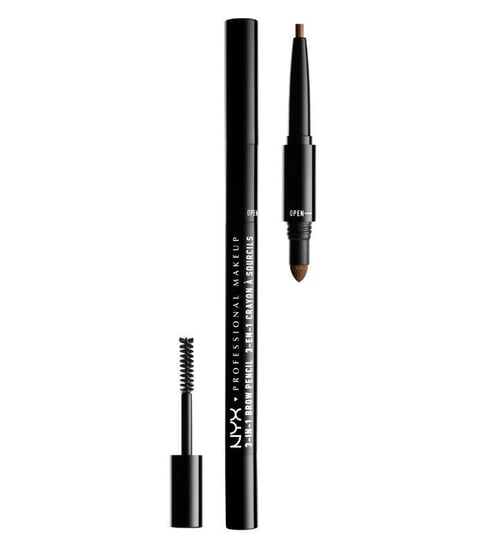 NYX, 3-in-1 Brow Pencil, zestaw do stylizacji brwi 31B03 Soft Brown NYX
