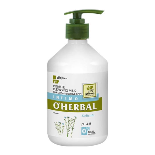 O`Herbal, Mleczko oczyszczające do higieny intymnej do bardzo wrażliwej skóry, 500 ml O'Herbal