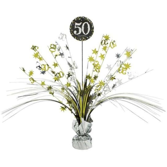Obciążnik do balonów, Bukiet "50 Urodziny", srebrno - złoty, 250 g Amscan