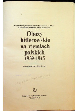 Obozy Hitlerowskie Na Ziemiach Polskich 1939 1945 - Opracowanie ...