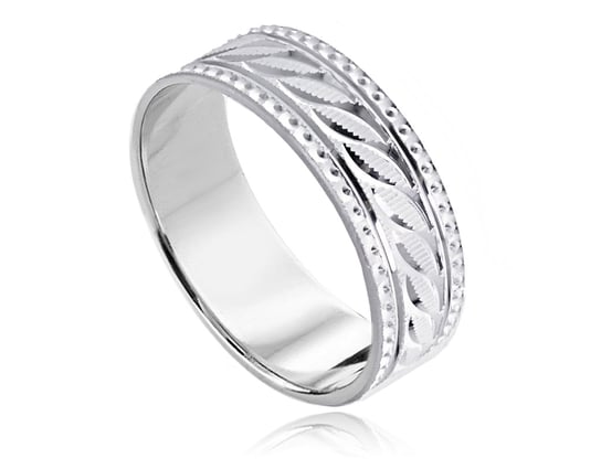 Obrączka Ślubna Klasyczna 6Mm Zdobiona Srebro 925 Gold Point