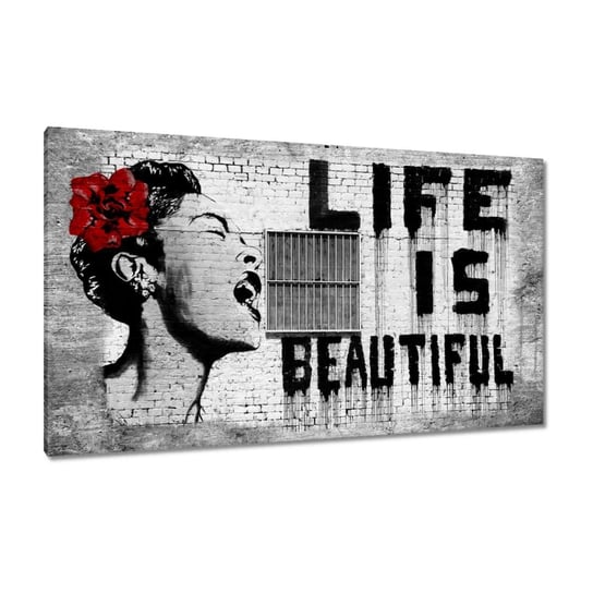 Obraz 120x70cm Banksy Life is beautiful ZeSmakiem