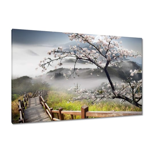 Obraz 140x90cm Japonia kwitnąca wiśnia ZeSmakiem