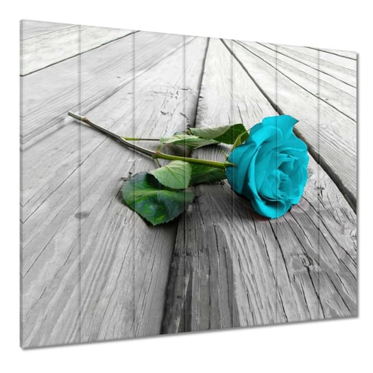 Obraz 210x195cm Niebieska róża na deskach ZeSmakiem