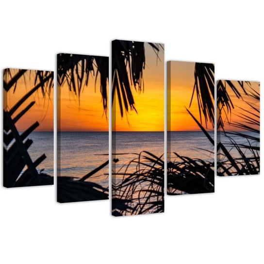 Obraz 5 częściowy na płótnie, Morze o zachodzie słońca - 100x70 Inna marka