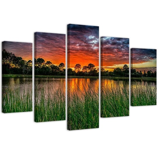 Obraz 5 częściowy na płótnie, Niebo o zachodzie słońca - 100x70 Inna marka