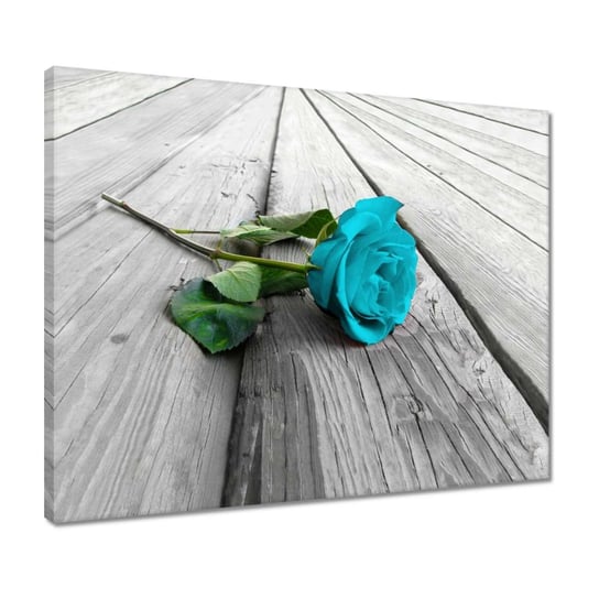 Obraz 50x40cm Niebieska róża na deskach ZeSmakiem