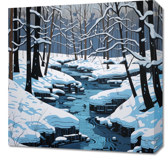 Obraz 50x50cm Rzeka przy Zimowej Porze Zakito Posters