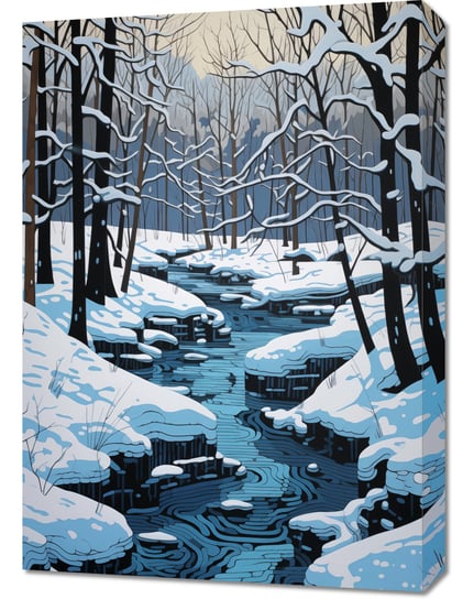 Obraz 50x70cm Rzeka przy Zimowej Porze Zakito Posters