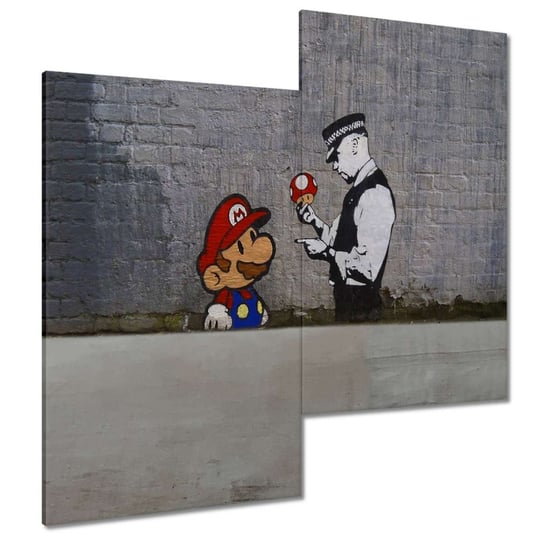 Obraz 60x60cm Banksy Grzybiarz Policja ZeSmakiem