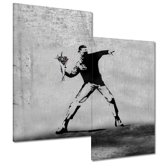 Obraz 60x60cm Banksy Miotacz kwiatów ZeSmakiem