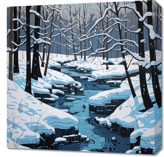 Obraz 60x60cm Rzeka przy Zimowej Porze Zakito Posters