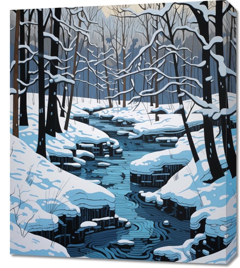 Obraz 60x70cm Rzeka przy Zimowej Porze Zakito Posters