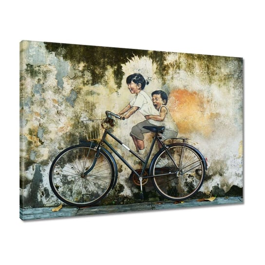 Obraz 70x50 Banksy Dzieciaki Rower ZeSmakiem