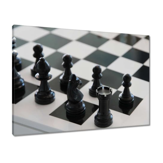 Obraz 70x50 Czarne figury szachowe ZeSmakiem
