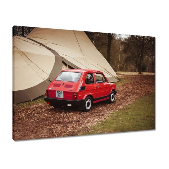 Obraz 70x50 Czerwony maluch Fiat 126p ZeSmakiem