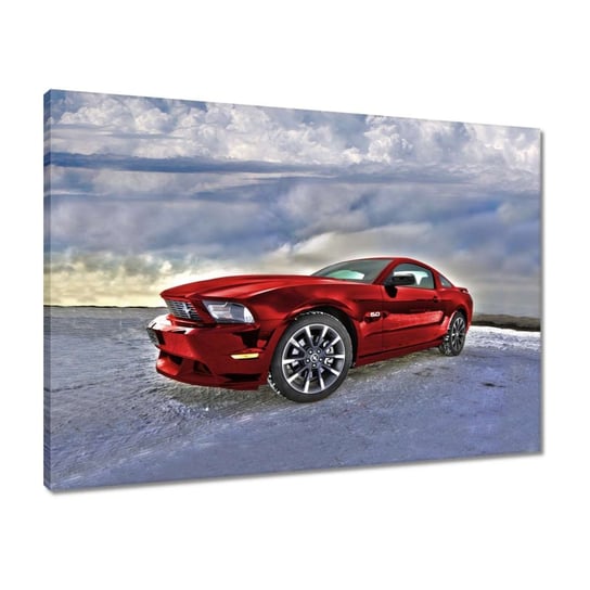 Obraz 70x50 Czerwony Mustang Śnieg ZeSmakiem