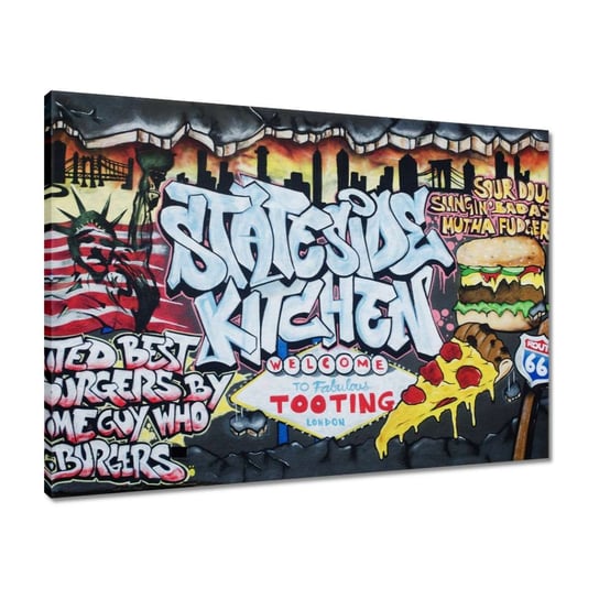 Obraz 70x50 Grafiti USA Hamburger ZeSmakiem