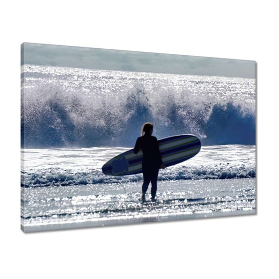 Obraz 70x50 Kobieta z deską surfing ZeSmakiem