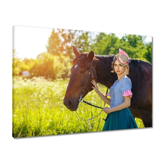 Obraz 70x50 Koń i mała dama ZeSmakiem