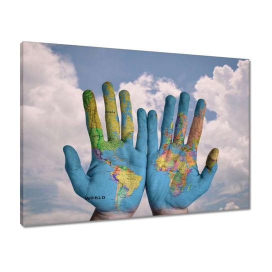 Obraz 70x50 Mapa świata Światowe ręce ZeSmakiem