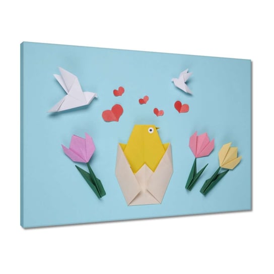 Obraz 70x50 Origami wiosna kurczak ZeSmakiem