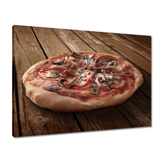 Obraz 70x50 Pizza na drewnianym stole ZeSmakiem