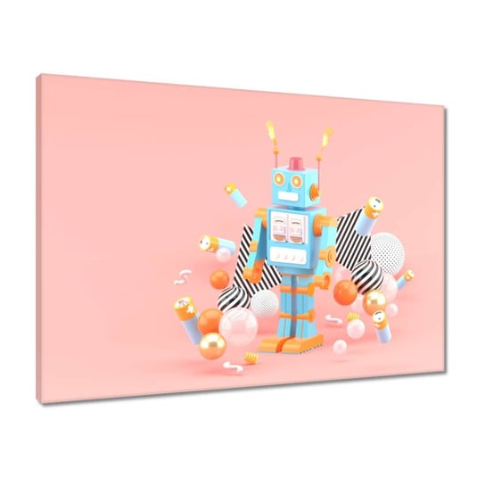 Obraz 70x50 Robocik Robot Róż Błękit ZeSmakiem