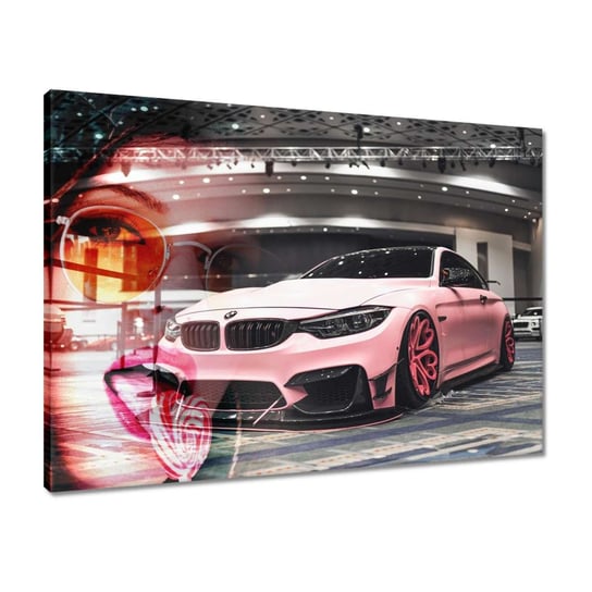 Obraz 70x50 Różowe BMW Samochód Laski ZeSmakiem