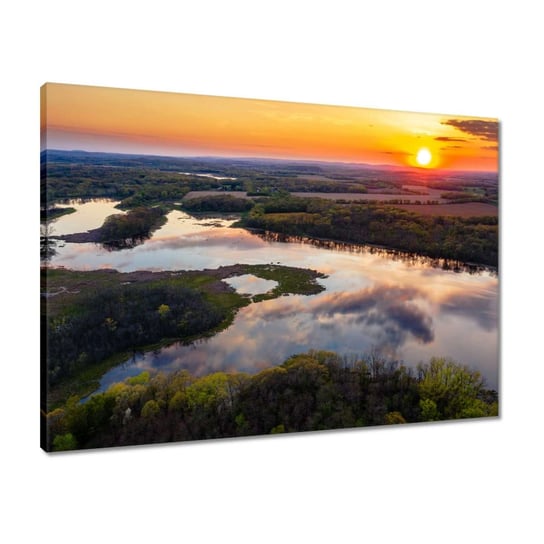 Obraz 70x50 Rzeka Las Zachód słońca ZeSmakiem