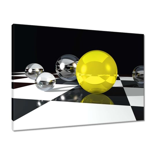 Obraz 70x50 Żółta kula na szachownicy ZeSmakiem