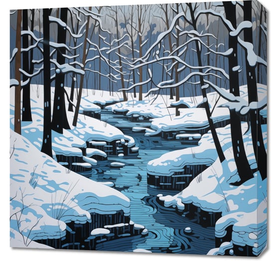 Obraz 70x70cm Rzeka przy Zimowej Porze Zakito Posters