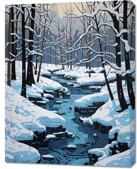 Obraz 70x90cm Rzeka przy Zimowej Porze Zakito Posters