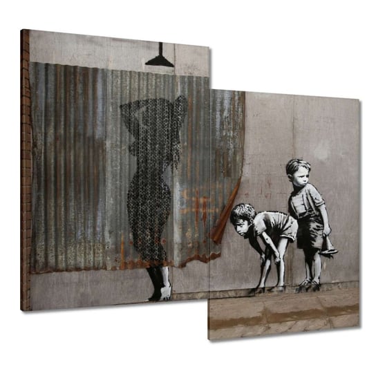 Obraz 80x70cm Banksy Chłopcy Prysznic ZeSmakiem