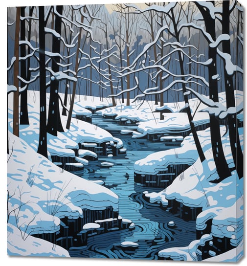 Obraz 90x100cm Rzeka przy Zimowej Porze Zakito Posters