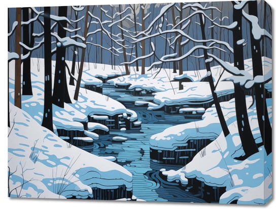 Obraz 90x70cm Rzeka przy Zimowej Porze Zakito Posters