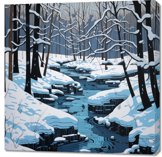 Obraz 90x90cm Rzeka przy Zimowej Porze Zakito Posters