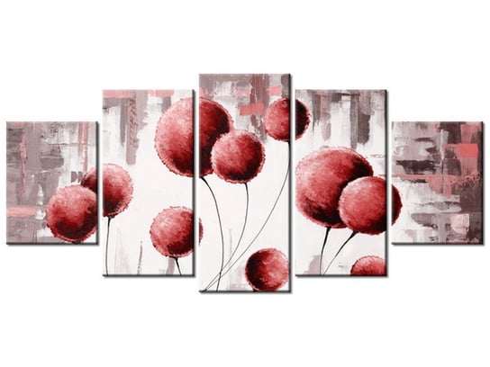 Obraz Abstrakcyjne dmuchawce w czerwieni, 5 elementów, 150x70 cm Oobrazy