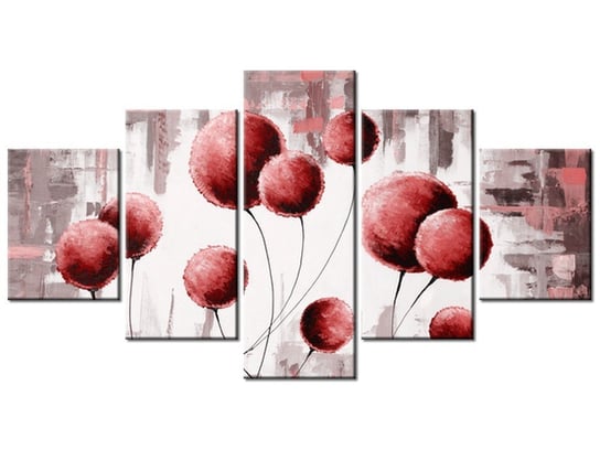 Obraz Abstrakcyjne dmuchawce w czerwieni, 5 elementów, 150x80 cm Oobrazy