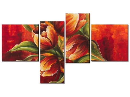 Obraz Abstrakcyjne tulipany, 4 elementy, 100x55 cm Oobrazy
